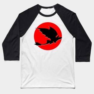 Toothless The Night Fury Dragon And Hiccup Flying High Up Near The Red Hot Sun Baseball T-Shirt